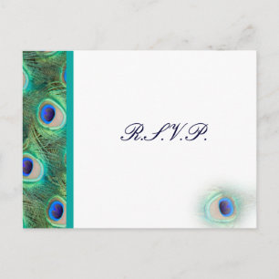 peacock blue Wedding rsvp card