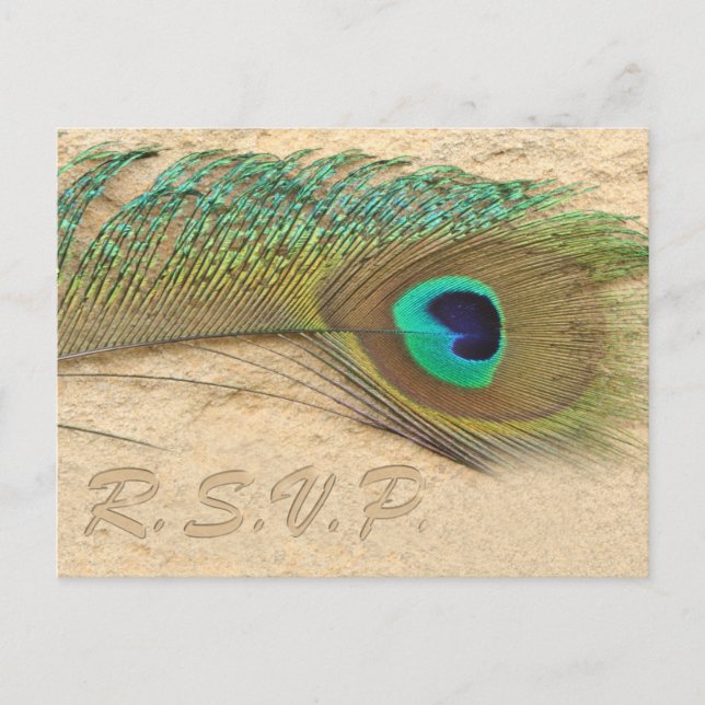 peacock blue  Wedding rsvp card (Front)