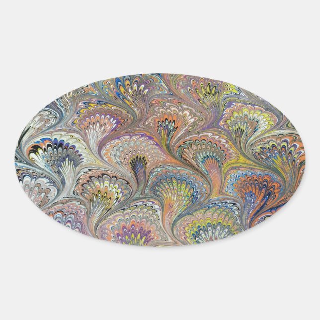 Peacock Bouquet Oval Sticker (Front)