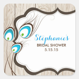Peacock Bridal Shower Favour Labels