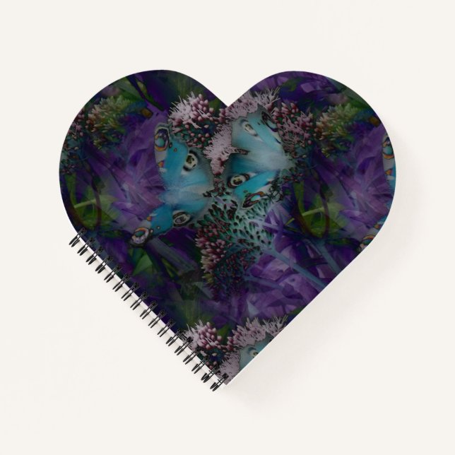 Peacock Butterflies in Purple By KABFA Designs Notebook (Front)