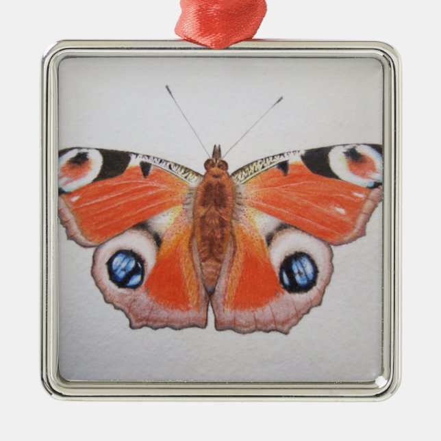 Peacock Butterfly 2012 Metal Tree Decoration (Front)