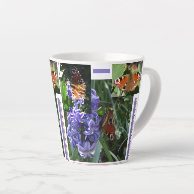 Peacock Butterfly Collage Latte Mug (Right Angle)