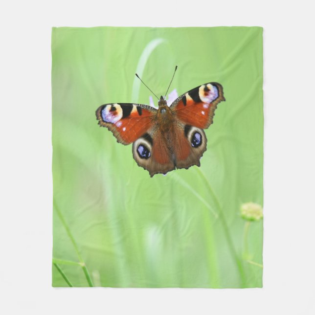 Peacock Butterfly Fleece Blanket (Front)