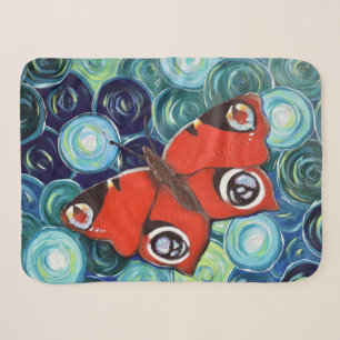 Peacock Butterfly Painting Reworked Sherpa Blanket