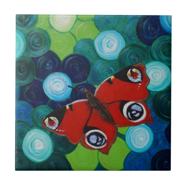 Peacock Butterfly Painting Tile (Front)