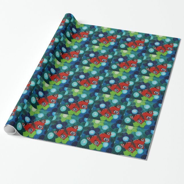 Peacock Butterfly Painting Wrapping Paper (Unrolled)