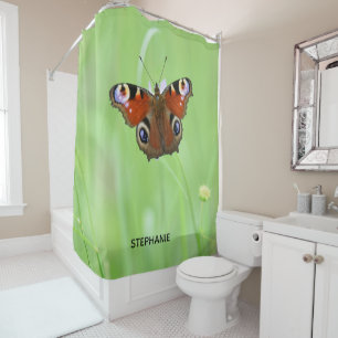 Peacock Butterfly Shower Curtain