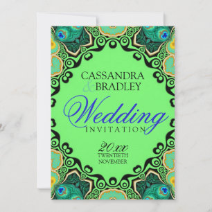 Peacock Butterfly Tribal Wedding Invitations