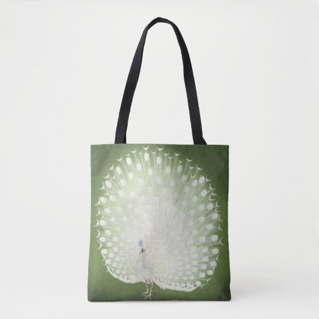 Peacock by Ohara Koson Vintage Print Tote Bag (Front)