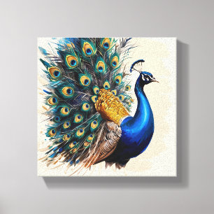 Peacock canvas paint lucky print