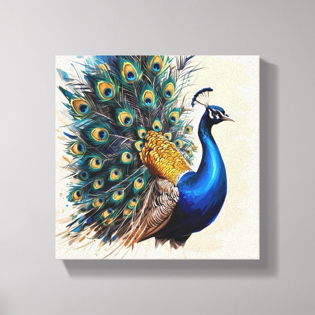 Peacock canvas paint lucky print (Front)