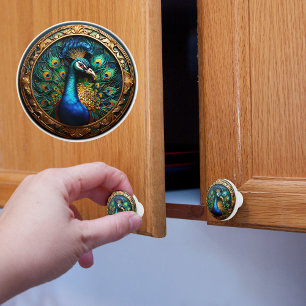 Peacock ceramic knob