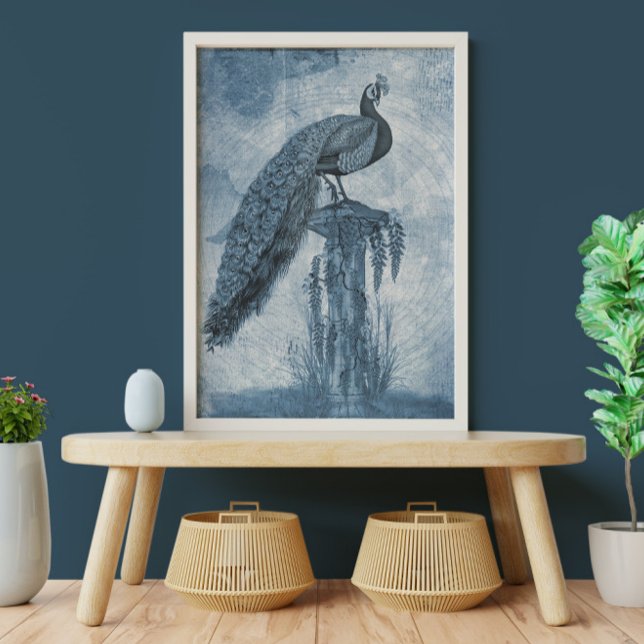 Peacock Chinoiserie Blue n White Floral Decoupage Tissue Paper (Creator Uploaded)