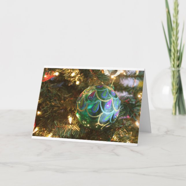 Peacock Christmas Holiday Card (Front)
