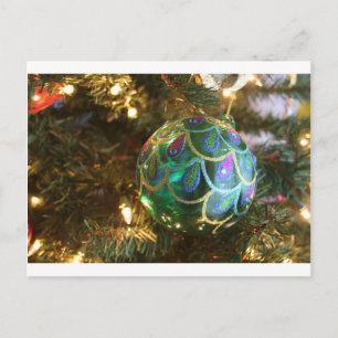 Peacock Christmas Holiday Postcard