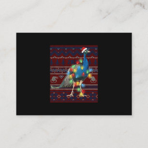 Peacock Christmas Lights Ugly Sweater Goat Lover Business Card