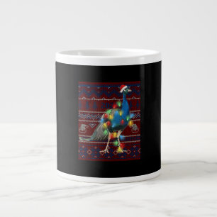 Peacock Christmas Lights Ugly Sweater Goat Lover Large Coffee Mug