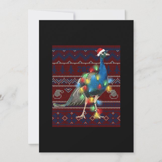 Peacock Christmas Lights Ugly Sweater Goat Lover Save The Date (Front)