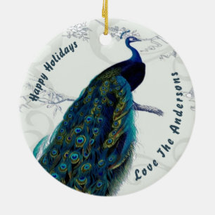 Peacock Christmas PHOTO Ornament Family Couple 2