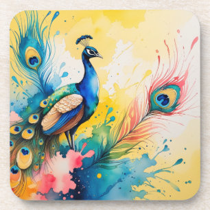 Peacock coloful design  coaster