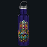 Peacock Colors Hamsa w/ Gold Third Eye 710 Ml Water Bottle<br><div class="desc">You are viewing The Lee Hiller Photography Art and Designs Collection of Home and Office Decor,  Apparel,  Gifts and Collectibles. The Designs include Lee Hiller Photography and Mixed Media Digital Art Collection. You can view her Nature photography at http://HikeOurPlanet.com/ and follow her hiking blog within Hot Springs National Park.</div>