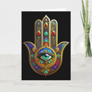 Peacock Colour Flower Petals Hamsa Green Third Eye Card