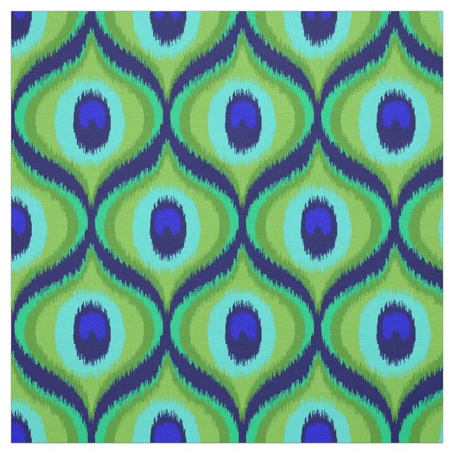 Peacock colour moroccan ikat design fabric (Swatch)