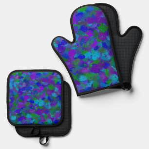 Peacock Colour Oven Mitt & Pot Holder Set