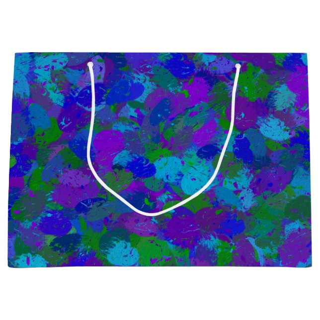 Peacock Colour Splatters Large Gift Bag (Front)