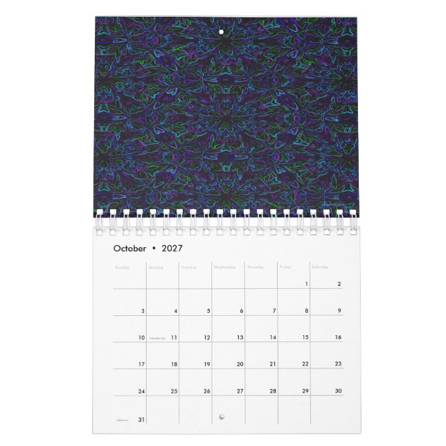 Peacock Colours Calendar (Oct 2027)