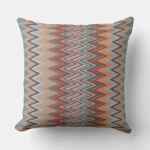 Peacock Colours Zigzag Cushion