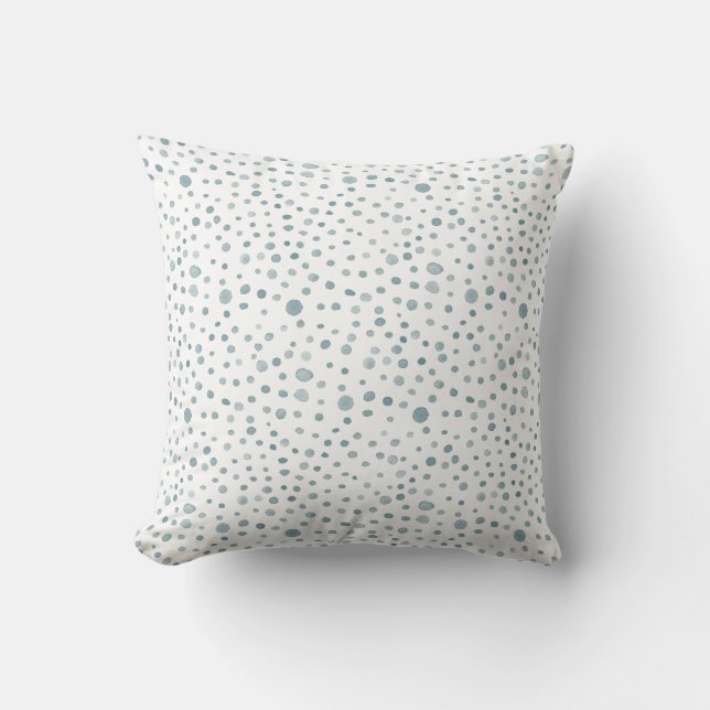 Peacock Confetti Watercolor Dots Throw Pillow (Front)