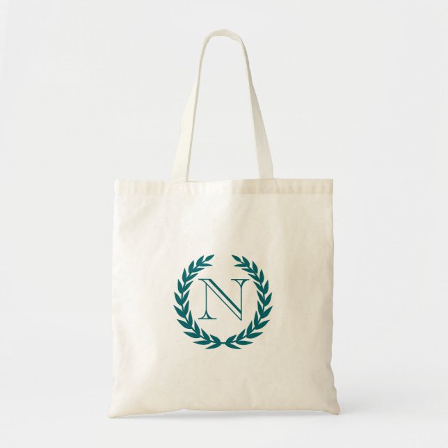 Peacock Crest Monogram Budget Tote (Front)