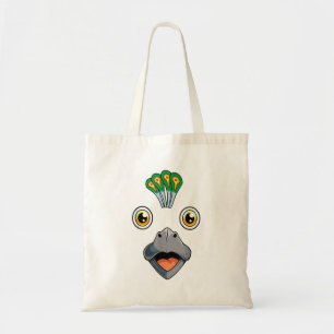 Peacock cute kawaii peafowl face Funny Hall Tote Bag
