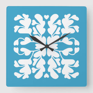 Peacock deco square wall clock