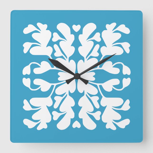Peacock deco square wall clock (Front)