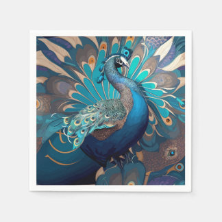 peacock design napkin