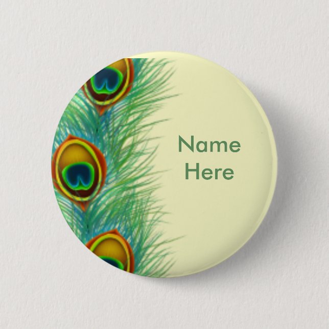 Peacock Design Personalised Gifts 6 Cm Round Badge (Front)
