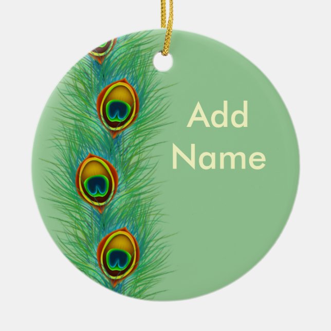 Peacock Design Personalised Gifts Ceramic Tree Decoration (Front)