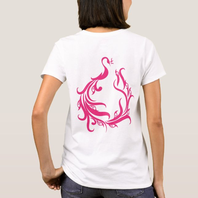 Peacock Design White T-Shirt for Womens (Back)