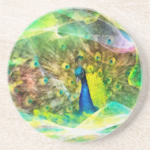 Peacock Digital Painting Coaster