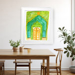 Peacock Door Watercolor Jaipur City Palace Green Poster<br><div class="desc">Colourful peacock door of Rajasthan, India hand painted by me! Add your own text, change background colour too. Select the print size using the drop down menu above, and you can click the “edit design” button to customise the artwork to fit any size paper. Purchase a simple poster or a...</div>