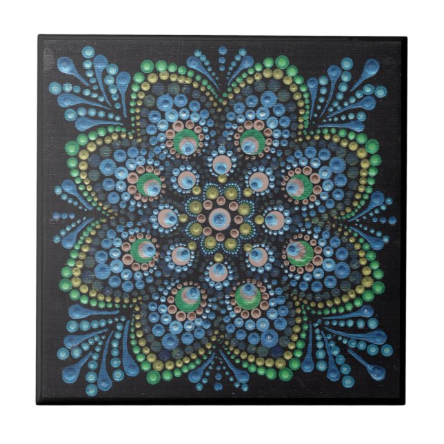 Peacock Dot Mandala Tile (Front)
