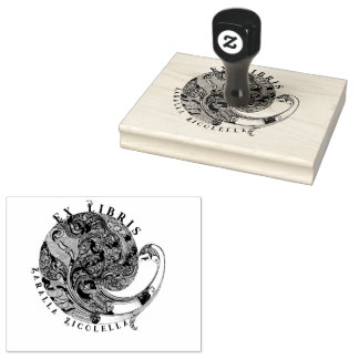 Peacock Dragon Vintage Mythical Wood Art Stamp