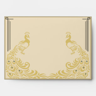 Peacock Elegance Art Deco Flair Wedding Envelope