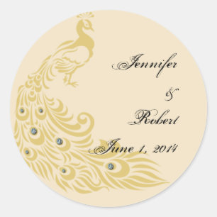 Peacock Elegance Art Deco Wedding Envelope Seal