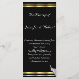 Peacock Elegance in Black Gold and White Program Programme