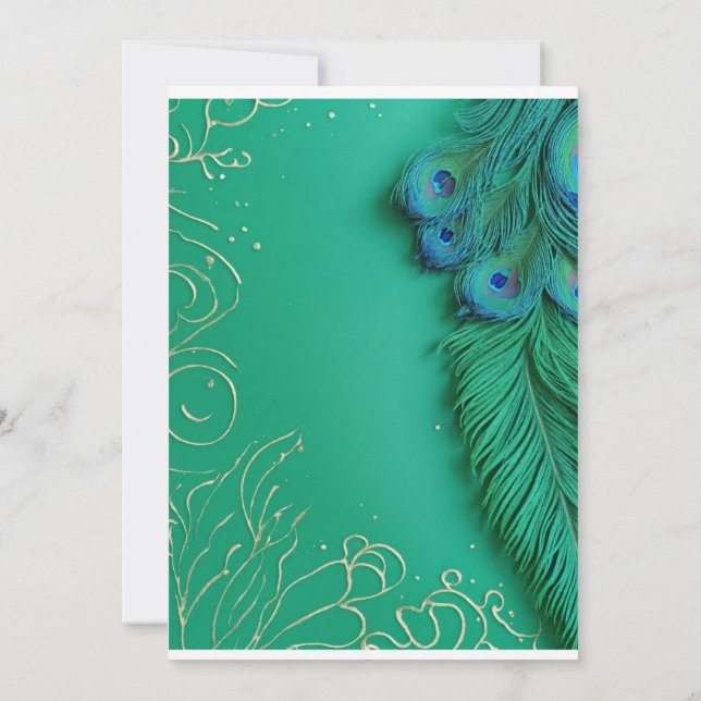 Peacock Elegance Unveiled Invitation (Back)