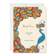 Peacock Elegance Vintage Wedding Thank You Card